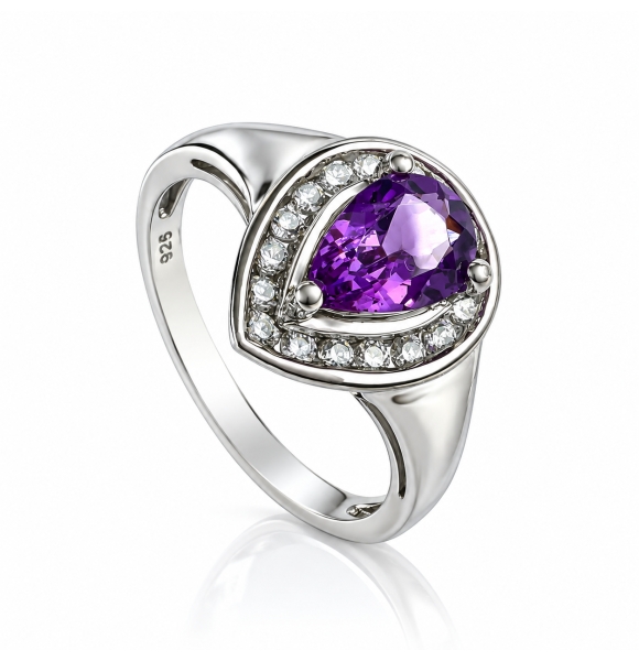 Anillo de Amatista en Corte de Pera