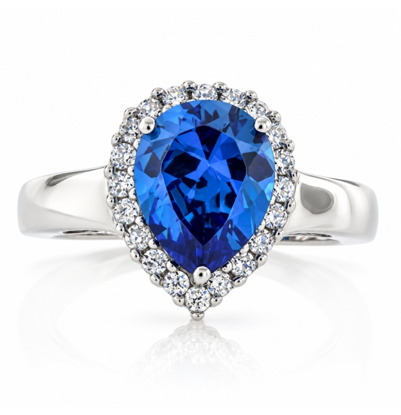 Anillo de Plata de Ley con Gema de Topacio Azul
