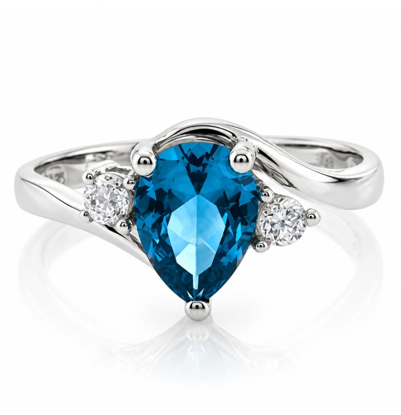 Hermoso Anillo de Topacio Azul