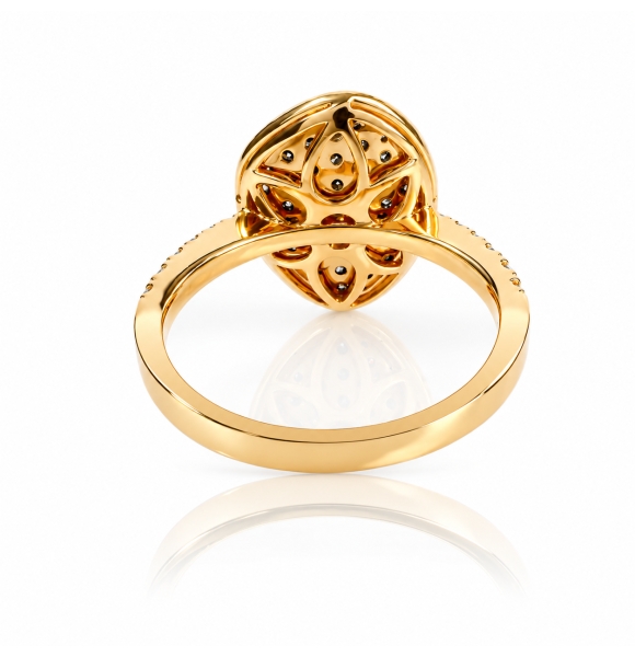 0.60 Ctw Anillo de Oro Amarillo de 14K con Diamante Chocolate