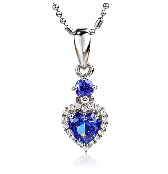 Colgante de Tanzanita Forma de Corazon Plata de Ley