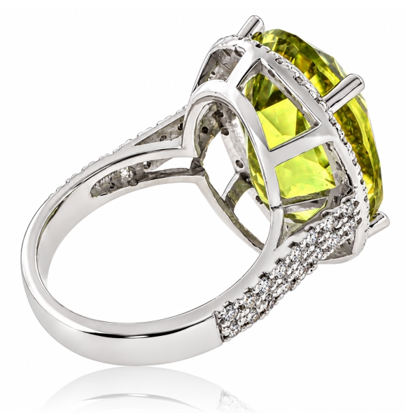 Anillo de Oro Blanco 14K con Citrina Amarilla Natural