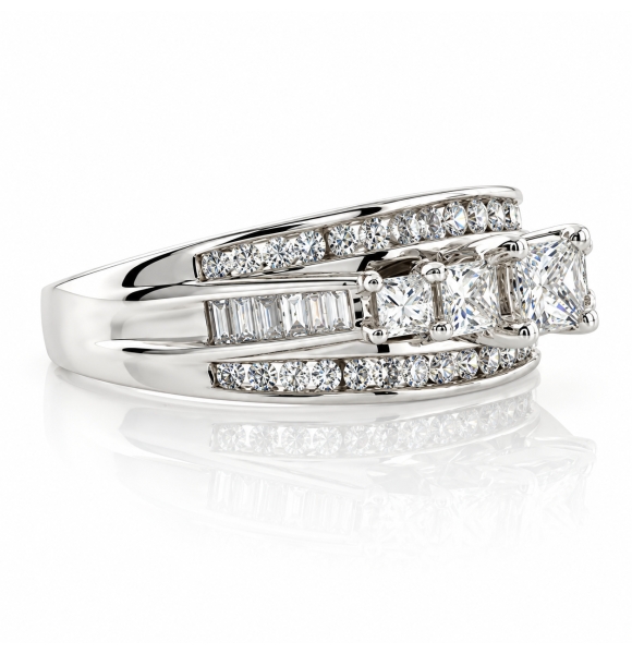Anillo de Compromiso con Diamantes en Oro Blanco 18k