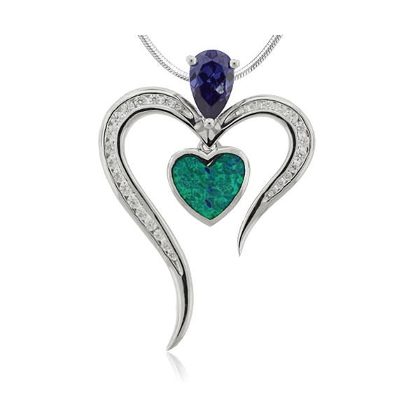 Dije de Plata Fina de Ley con Tanzanita y Ópalo