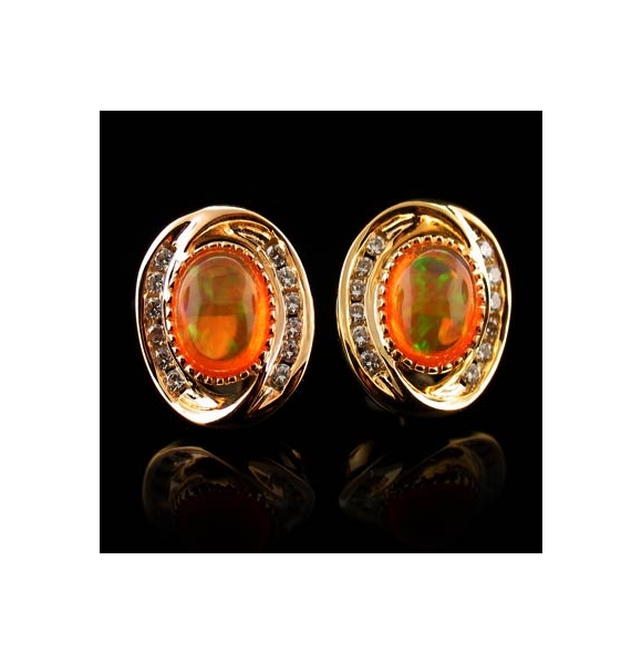 14K Gold Plated Quality Fire Opal Silver Earrings