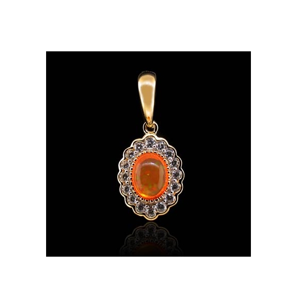 Dije de Ópalo de Fuego en Plata .925 con Baño de Oro