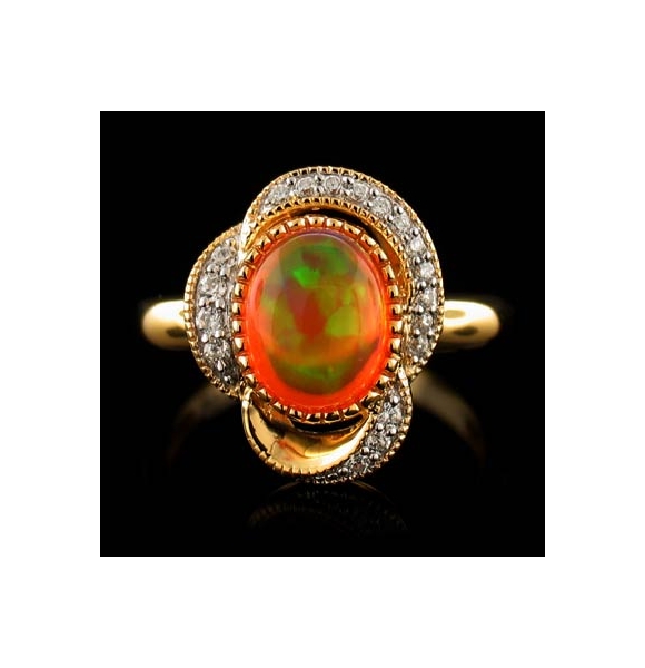 14K Gold Plated Quality Fire Opal Ring