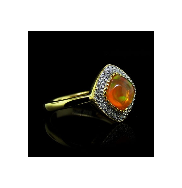 Anillo de Opalo en Plata con Chapa de Oro 14K