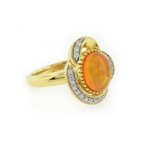 Anillo Chapado en Oro con Opalo Amarillo