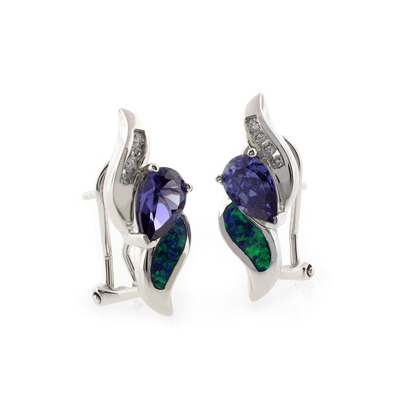 Aretes de Plata .925 con Tanzanita y Ópalo Asutraliano