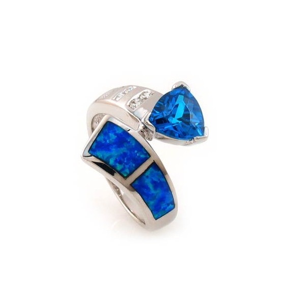 Australian Opal Ring with Blue Topaz