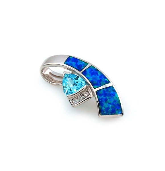 Australian Opal Pendant with Blue Topaz