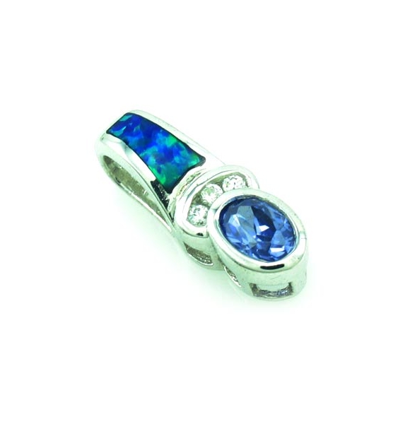 Dije de Tanzanita y Ópalo Australiano en Plata Fina .925