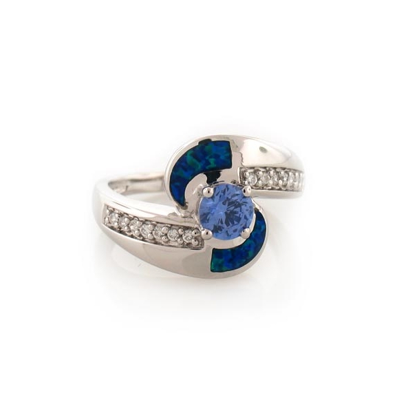 Hermoso Anillo de Plata con Opalo y Tanzanita