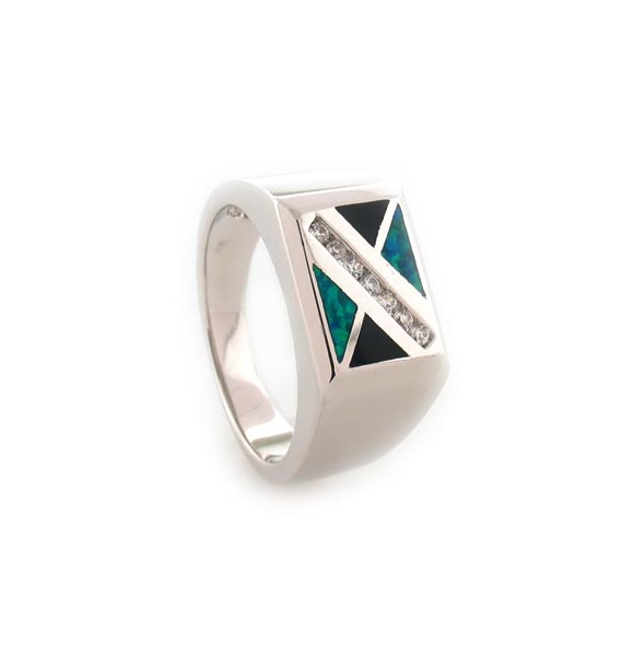 Anillo de Plata con Onix y Opalo