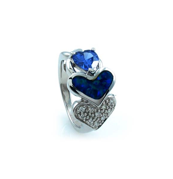 Australian Opal Ring with Tanzanite