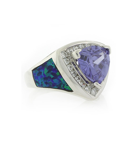 Anillo de Plata con Opalo Australiano y Tanzanita