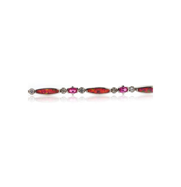 Pulsera de Plata de Ley .925 con Zafiro y Opalo Rosa