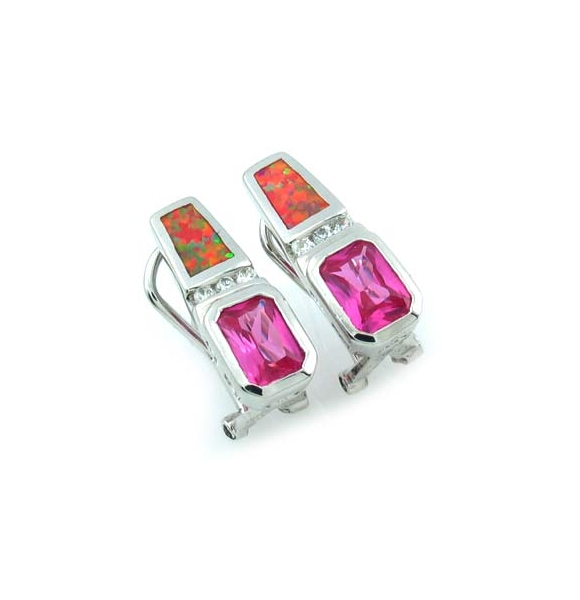 Aretes de Plata de Ley .925 con Zafiro y Ópalo Rosa