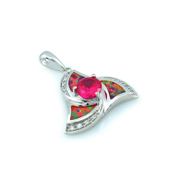 Dije de Plata de Ley .925 con Zafiro y Ópalo Rosa