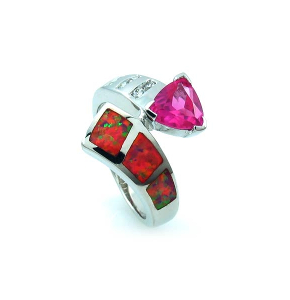Anillo de Plata con Opalo y Zafiro Rosa