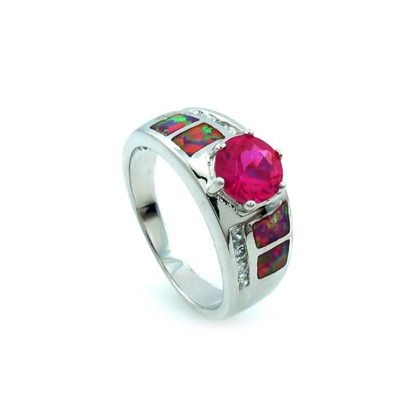 Anillo Elegante de Plata con Zafiro Rosa