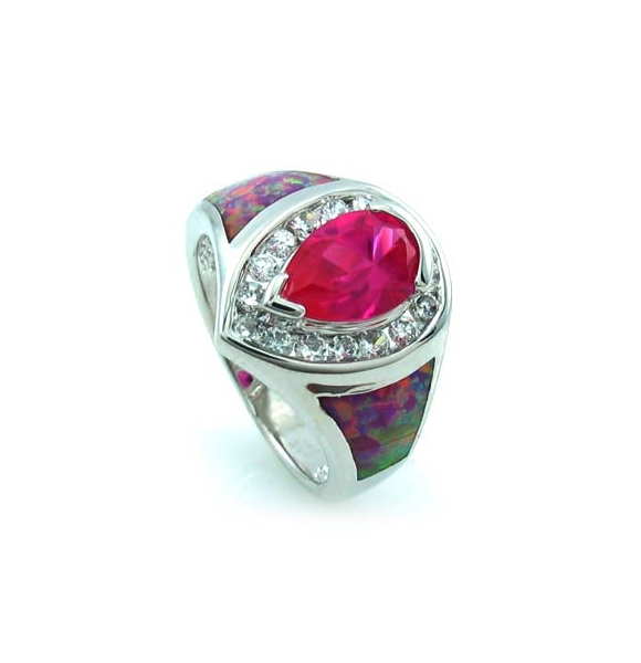 Anillo de Plata con Zafiro y Opalo Rosa