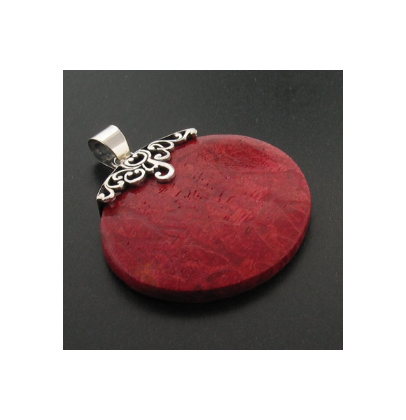 Sterling Silver Genuine Red Coral Pendant