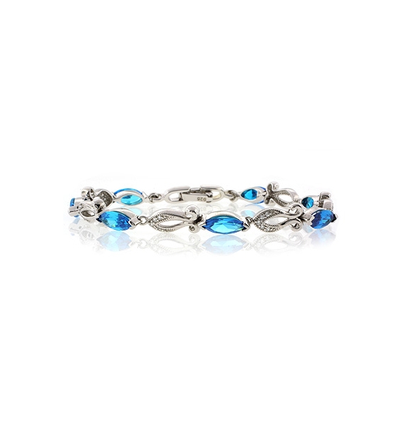 Pulsera de Topacio Azul en Plata .925