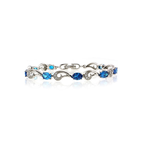 Pulsera de Plata de Ley .925 con Topacio Azul