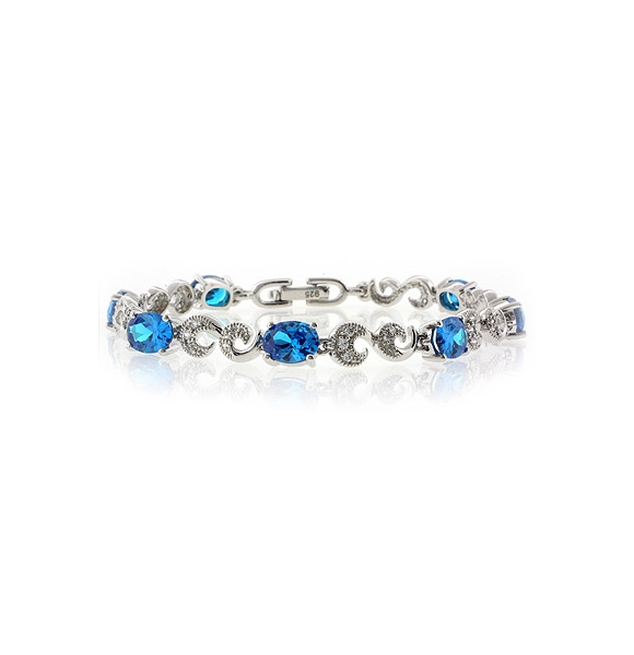 Pulsera de Topacio Azul en Plata de Ley .925