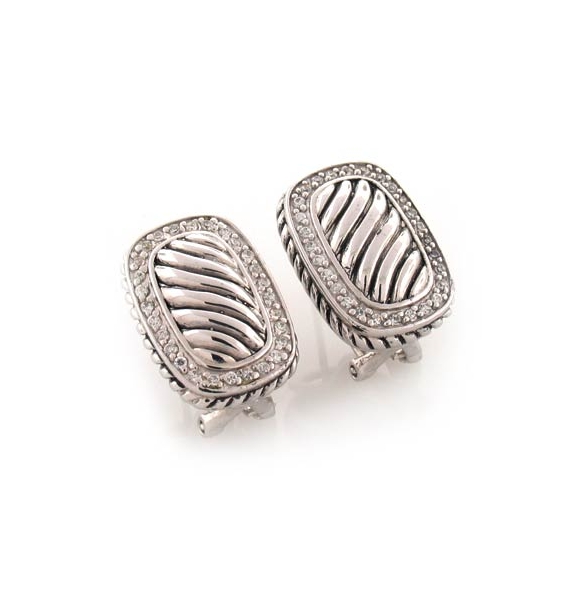 Aretes de Plata de Ley .925 con Zirconias