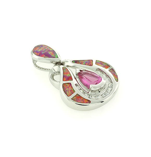 Dije de Zafiro Rosa con Ópalo Australiano en Plata .925