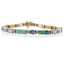 Pulsera de Oro Macizo de 14K con Tanzanita, Diamantes y Ópalo Genuinos