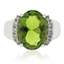 Huge Oval Cut Peridot Silver Ring