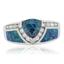 Anillo de Plata Fina .925 con Alejandrita ( Verde/Azul ) y Opalo