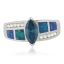 Anillo de Plata Fina .925 con Alejandrita ( Azul/Verde ) y Opalo