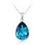 Collar Gota Swarovski Azul con Baño de Oro Blanco 18K