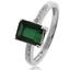 18K White Gold Green Tourmaline Ring 2ct ( 7mm x 5mm ) 0.06 Ct Diamonds