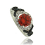 Elegante Anillo de Ópalo de Fuego en Corte Circular y Zirconias en Plata de Ley