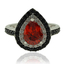 Anillo en Corte Pera de Ópalo de Fuego y Zirconias en Plata de Ley
