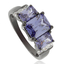 Anillo de Plata Oxidada con 3 Piedras de Tanzanita