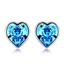 Aretes Azules de Swarovski con Rodio En Forma De Corazón