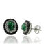 Aretes de Plata de Ley Con Esmeralda en Corte Ovalado