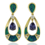 Amazing Gold Plated Earrings With Drop Cut Tanzanite and Australian Opal.