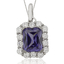 Silver Pendant with Tanzanite in Emerald Cut