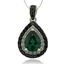 Dije de Plata .925 con Piedra de Esmeralda en Corte Pera y Zirconias