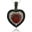 Precioso Dije de Plata .925 con Piedra de Ópalo de Fuego en Forma de Corazón y Zirconias