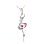 Collar Bailarina Rosa Swarovski con Baño de Oro Blanco 18K