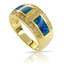 Australian Opal with Genuine Diamonds Ring in 14K Yellow Gold